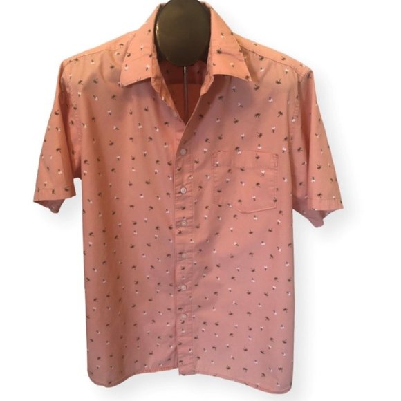 Saddlebred Men's Short Sleeve Shirt LT Tropical Hula Girls Palm Trees EUC - Picture 1 of 4